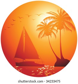 Yacht on the ocean - summer holiday background