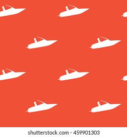 yacht on a red background. Vector seamless pattern . Marine theme. 