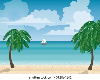 Yacht on the sea natural landscape