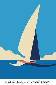 Yacht on the sea vector