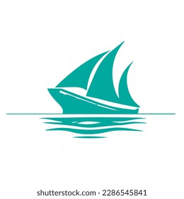 yacht on the sea vector illustration. boat logo illustration