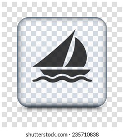 Yacht on Transparent Square Button