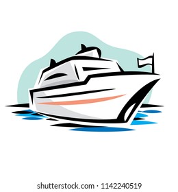 Yacht on water icon