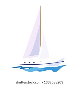 Yacht on the Water. Vector Illustration