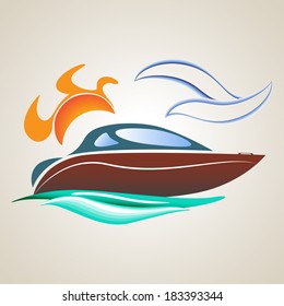 Yacht on the water. Vector illustration