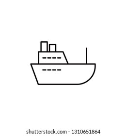 Yacht on waves thin line icon