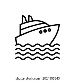 Yacht on waves thin line icon. Modern vector illustration of summer vacation.