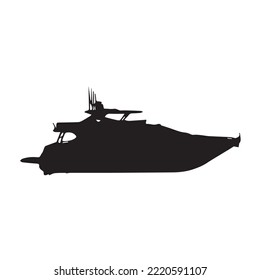 Yacht on a white background, vector image of a yacht in black