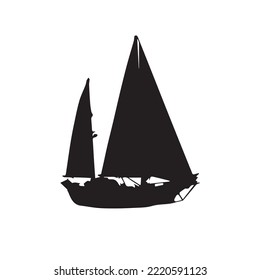 Yacht on a white background, vector image of a yacht in black