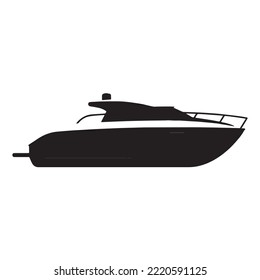 Yacht on a white background, vector image of a yacht in black
