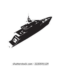 Yacht on a white background, vector image of a yacht in black