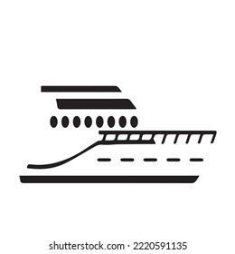 Yacht on a white background, vector image of a yacht in black