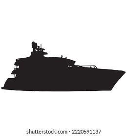 Yacht on a white background, vector image of a yacht in black