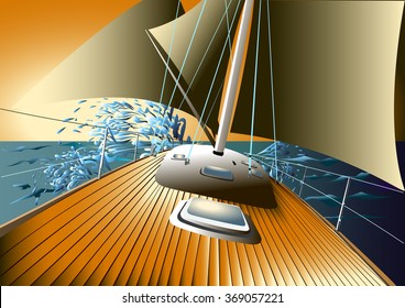 Yacht in the open sea in good weather