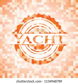 Yacht orange mosaic emblem with background