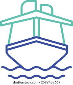 yacht outline dual color vector illustration icon design