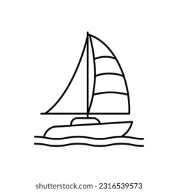 Yacht Outline Vector Icon that can easily edit or modify

