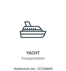 Yacht outline vector icon. Thin line black yacht icon, flat vector simple element illustration from editable transportation concept isolated on white background