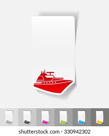 yacht paper sticker with shadow. Vector illustration