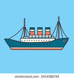 Yacht Passenger Ship. Vector illustration in minimalist design