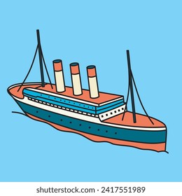 Yacht Passenger Ship. Vector illustration in minimalist design