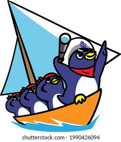 Yacht Penguins Captain Crew Illustration Material