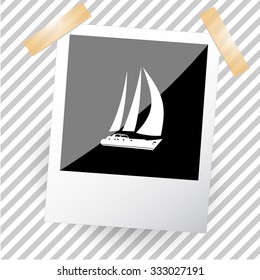 yacht. Photo frame. Vector icon.