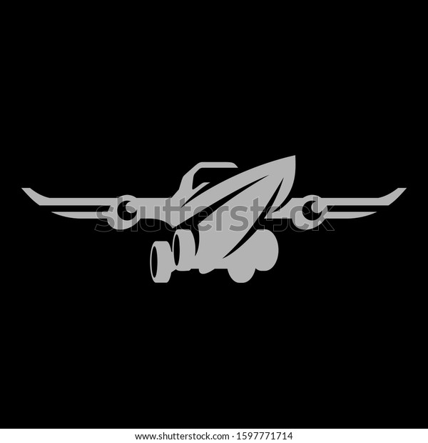 Yacht and plane with wheels from a car\
logo emblem on a black background in vector\
EPS8