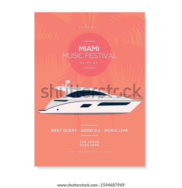 Yacht. Poster.\
illustration. Vector.\
Party