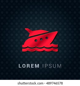 Yacht Red chromium precious metallic 3D Icon / Logo Design