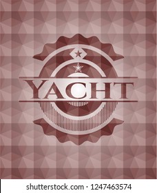 Yacht red emblem with geometric pattern background. Seamless.