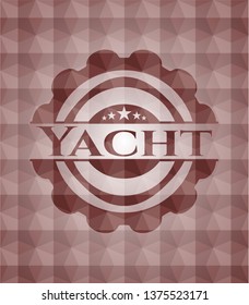 Yacht red emblem with geometric pattern background. Seamless.