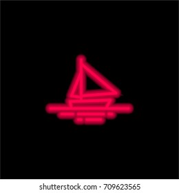 Yacht red glowing neon ui ux icon. Glowing sign logo vector
