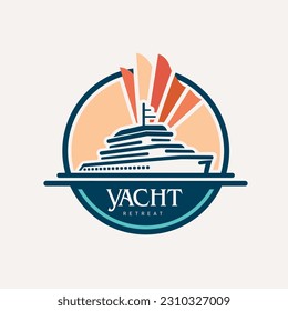 Yacht retreat flat vector logo - Shutterstock ID 2310327009
