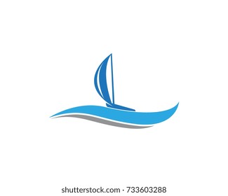 Yacht ,sail, ship silhouette simple linear logo