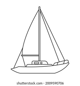 Yacht sail vector outline icon. Vector illustration sailboat on white background. Isolated outline illustration icon of yacht sail .