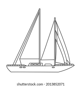 Yacht sail vector outline icon. Vector illustration sailboat on white background. Isolated outline illustration icon of yacht sail .