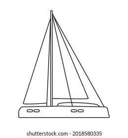 Yacht sail vector outline icon. Vector illustration sailboat on white background. Isolated outline illustration icon of yacht sail .