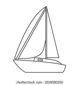 Yacht sail vector outline icon. Vector illustration sailboat on white background. Isolated outline illustration icon of yacht sail .
