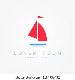 Yacht sailboat or sailing ship, marine cruise travel vector icon
