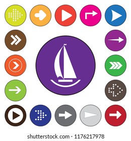 Yacht sailboat or sailing ship, sail boat marine cruise travel vector icon