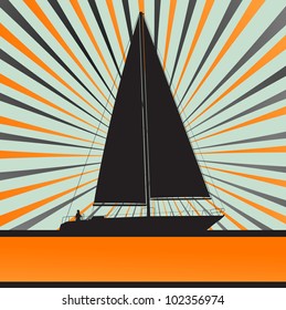 Yacht sailing burst vector background