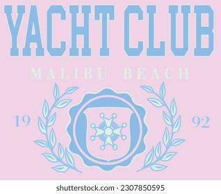 Yacht Sailing Club Nautical Varsity College colleigiate teams sail health USA Trending Anchor Whreaf Graphic Tee t-shirt logo slogan graphic artwork typography tote badge emblem crest 