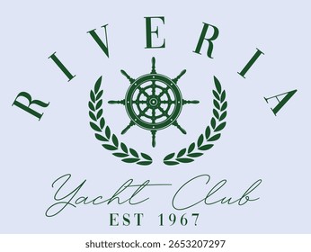 Yacht Sailing Club Nautical Varsity College colleigiate teams sail health USA Trending Anchor Whreaf Graphic Tee t-shirt logo slogan graphic artwork typography tote badge emblem crest 