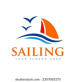 Yacht Sailing Logo Design Illustration 