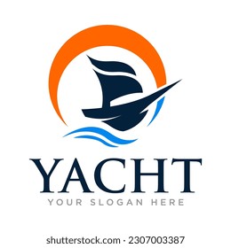 Yacht Sailing Logo Design Illustration 