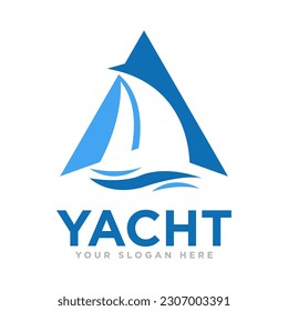 Yacht Sailing Logo Design Illustration 