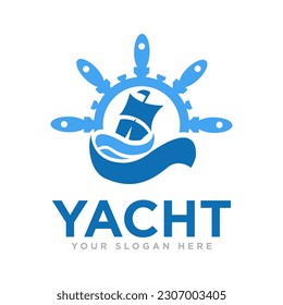 Yacht Sailing Logo Design Illustration 