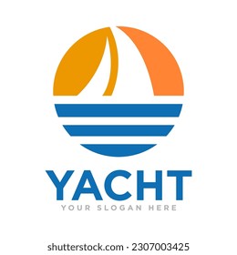 Yacht Sailing Logo Design Illustration 