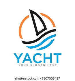 Yacht Sailing Logo Design Illustration 